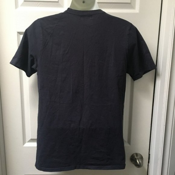 ROCHAS Paris Navy Blue V-neck Embroidered Pocket Short Sleeve Shirt - Picture 5 of 8